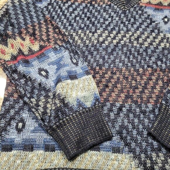 Bogner Vneck Blue Pattern Sweater size 44 - Picture 2 of 7